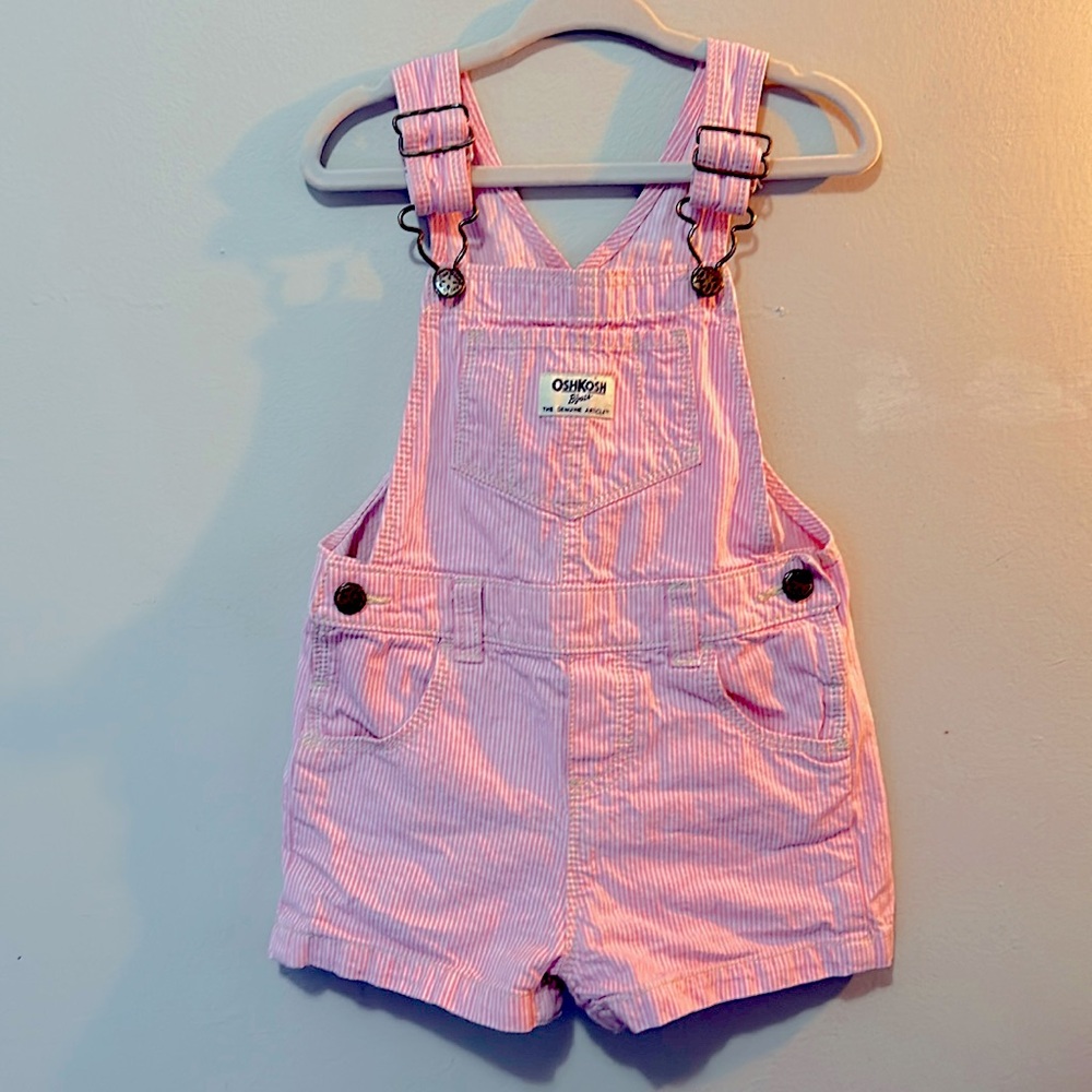Oshkosh Vestbak pink striped Overalls